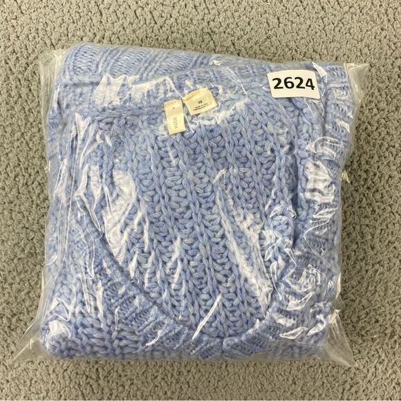 Moth Mohair Wool Blend Pull Over Cable Knit Bell Sleeve V-Neck Sweater  Size: XS - Picture 14 of 14